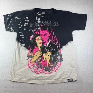 Broken Promises Devil Kiss Hoodie M Bleach Dye Graphic Streetwear Skater Stain